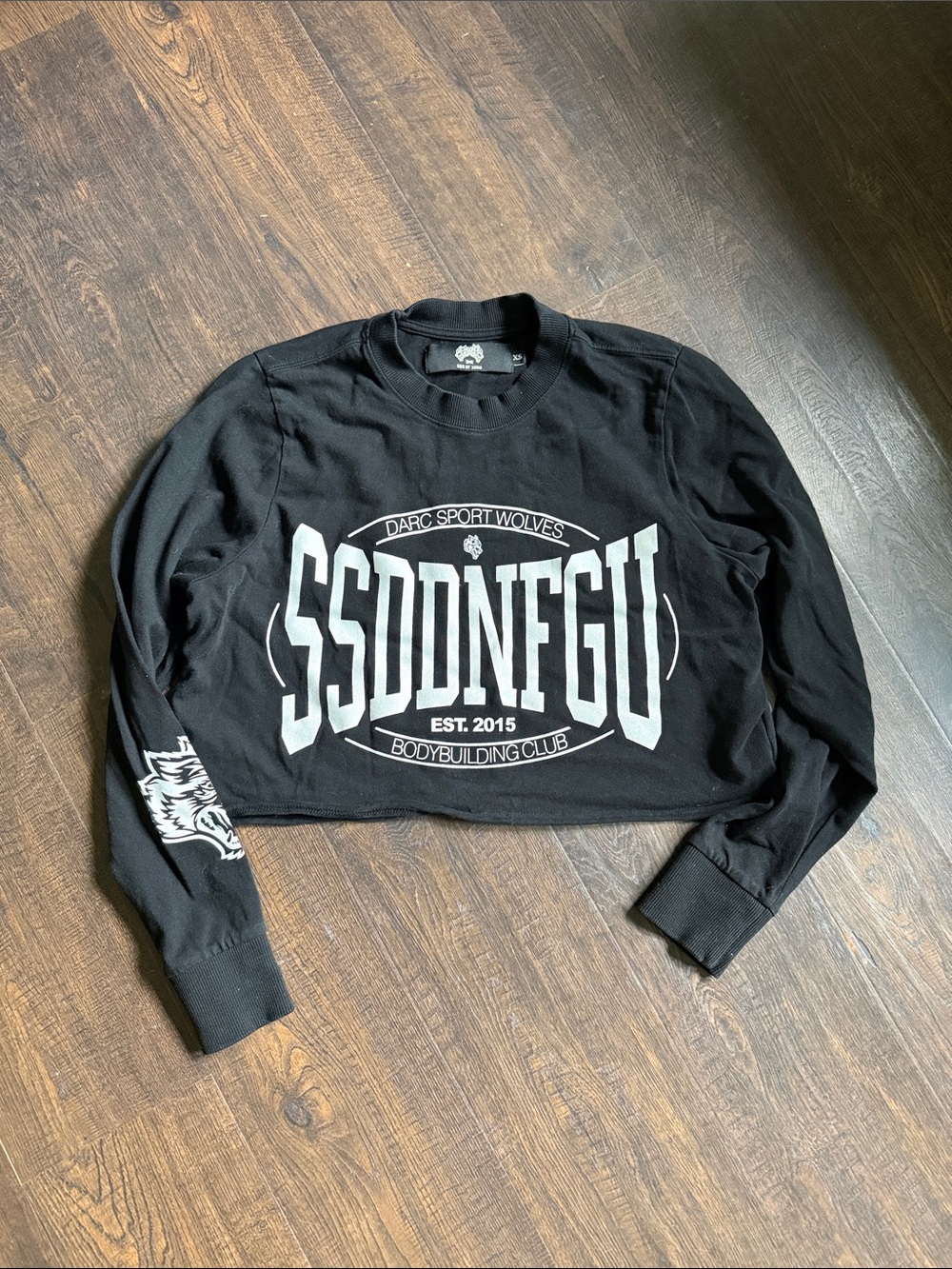 Darc Sport Black Cropped Sweatshirt with White Graphic